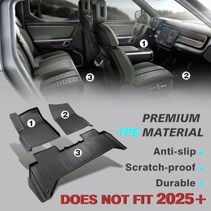 All Weather Floor Mats Compatible with Rivian R1T 2025 2026 Anti