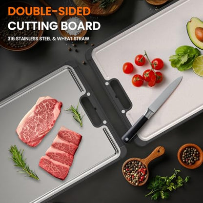 Premium 316 Stainless Steel Cutting Board for Kitchen Extra Large 16.9" x 11.8" Best Non