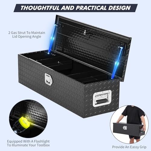 Heavy Duty Aluminum Diamond Plate Truck Toolbox with Sliding Shelf