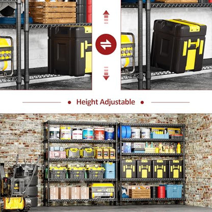 5 Tier Adjustable Heavy Duty Metal Storage Shelving Unit