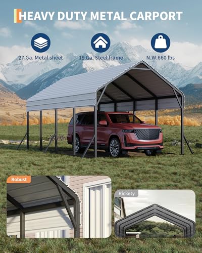 13 ft x21 ft x11 ft Oversized Metal Carport