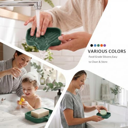 Silicone Soap Dish with Drain Spout