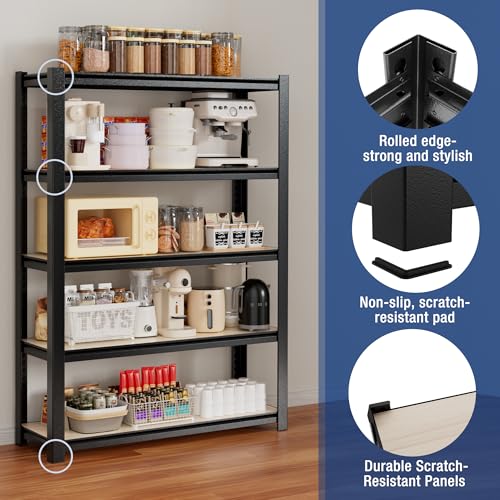 5 Tier Black Shelving with Board
