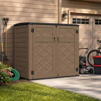Outdoor Storage Cabinet 38 Cu.Ft Horizontal Resin Storage Shed