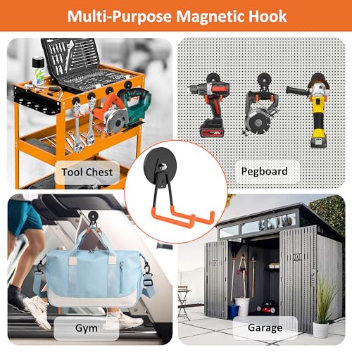 Strong Magnetic Hooks Heavy Duty Neodymium Magnet Tool Holder Large Magnet Garage Hooks for Hanging Broom (2 Count)
