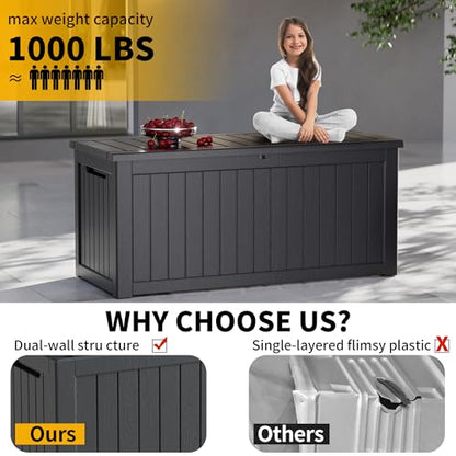 270 Gallon Outdoor Storage Box Patio Deck Box Waterproof