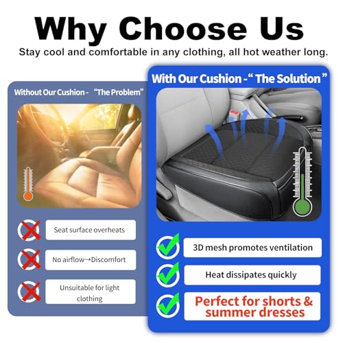 1 Pack Black Ventilated Cooling Mesh Bottom Car Seat Covers