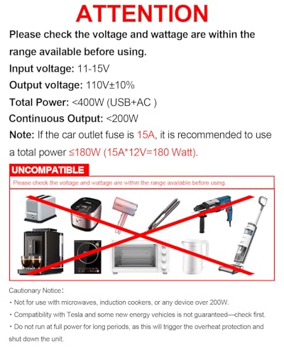 400W Car Power Inverter 12V to 110V AC｜24W+65W USB C