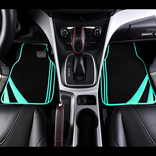 Mint Green Edge Leather Car Floor Mats