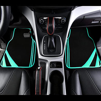 Mint Green Edge Leather Car Floor Mats