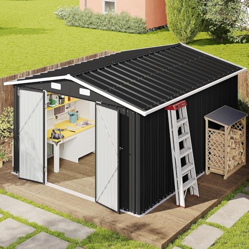 10 x 12FT Outdoor Storage Shed with Double Hinged Large Door