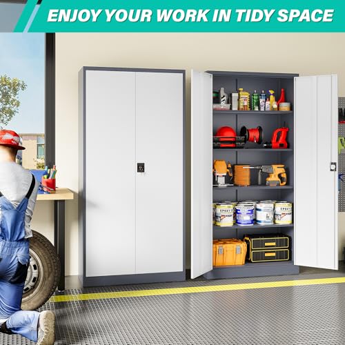 Wide & Deep Metal Storage Cabinet with Shelves