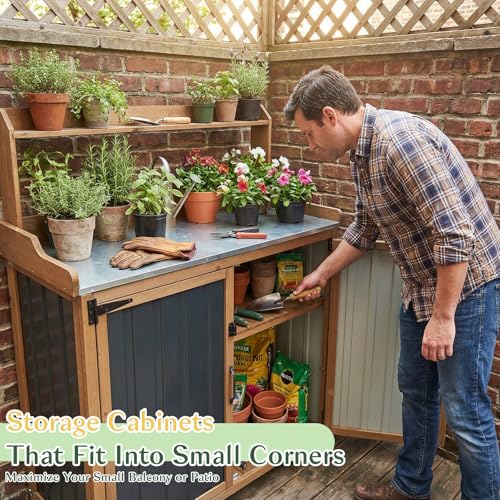 Outdoor Storage Cabinet with 4 Wheels and Handle