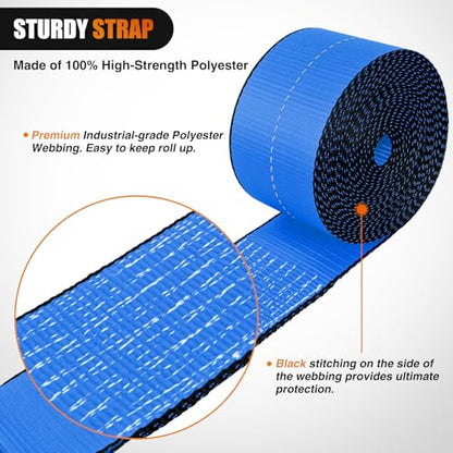 Truck Straps 4" x 30' Heavy Duty Tie Down with Flat Hooks