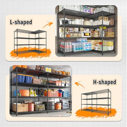 81.5''W Storage Shelves 3680LBS Garage Shelving Heavy Duty 4 Tier Metal Shelving Unit Adjustable Wire Shelf and Storage Pantry Shelves for Kitchen Garage (2 Count)