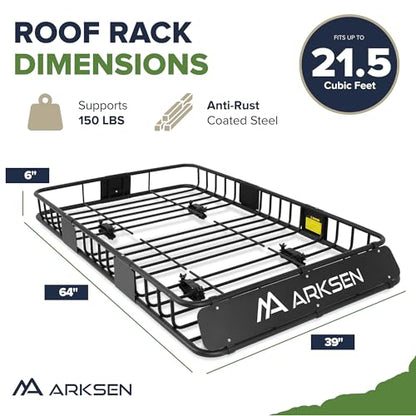64" x 39" x 6" Roof Rack Basket with Extension&Waterproof Bag