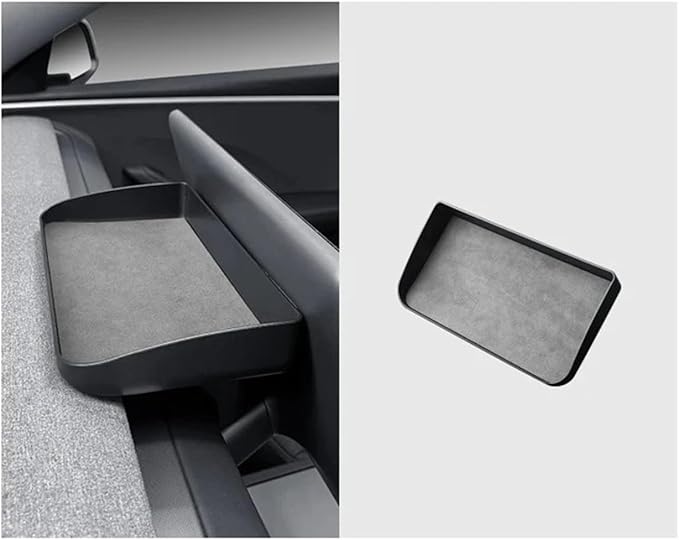 Dashboard Storage Box Central Control Suede Instrument Storage Compatible For Tesla Model 3 Highland 2024 Modification Interior Accessories(Titanium grey)
