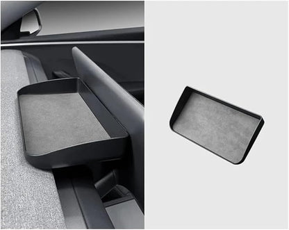 Dashboard Storage Box Central Control Suede Instrument Storage Compatible For Tesla Model 3 Highland 2024 Modification Interior Accessories(Titanium grey)