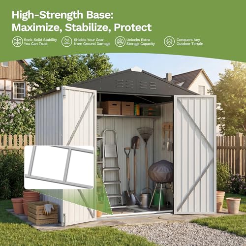 6x4 FT Outdoor Storage Shed with Floor Frame