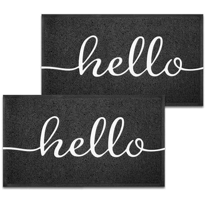 Door Mat 2 Pack Outside Inside Hello Doormat 30"x17.5" Durable Floor Mat Non Slip Mat Ultra Absorb Mud Easy Clean Front Doormat for Garage (2 Count)