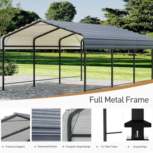 12'x20' Carport with Galvanized Steel Roof