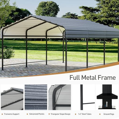 12'x20' Carport with Galvanized Steel Roof
