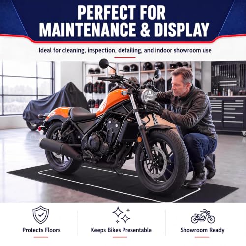 Motorcycle Mat Garage Floor Rug Washable Parking Mats for Garage Floors Non Slip Oil Absorbent Pad Rubber Backing Layer Protects Floor