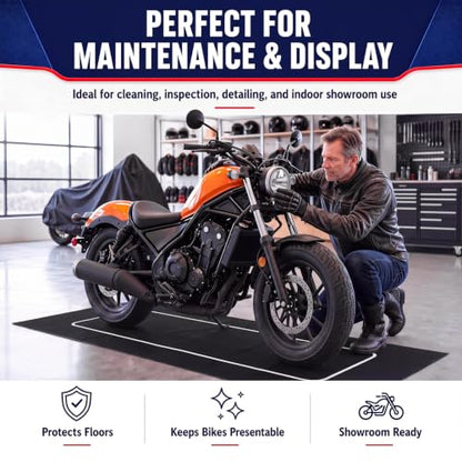 Motorcycle Mat Garage Floor Rug Washable Parking Mats for Garage Floors Non Slip Oil Absorbent Pad Rubber Backing Layer Protects Floor