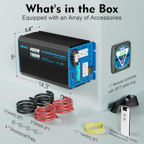 4000 Watt 24 V Pure Sine Wave Power Inverter 7000Watt Surge