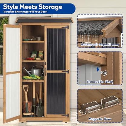 Storage Cabinet Outdoor Garage Cabinets with 3 Adjustable Shelves