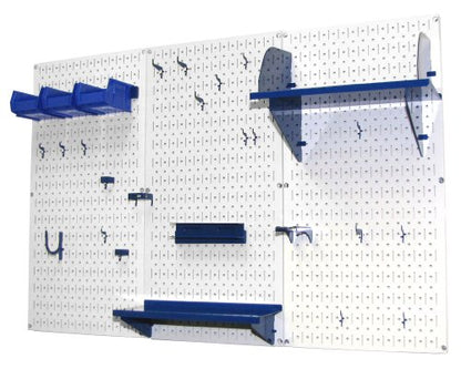 Pegboard Organizer 4 ft. Metal Pegboard Standard Tool Storage Kit with White Toolboard and Blue Accessories
