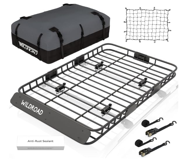 Rooftop Cargo Carrier Combo Roof Rack Cargo Basket 64" x 39" x 4"