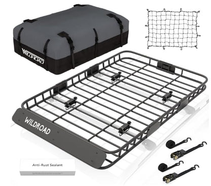 Rooftop Cargo Carrier Combo Roof Rack Cargo Basket 64" x 39" x 4"