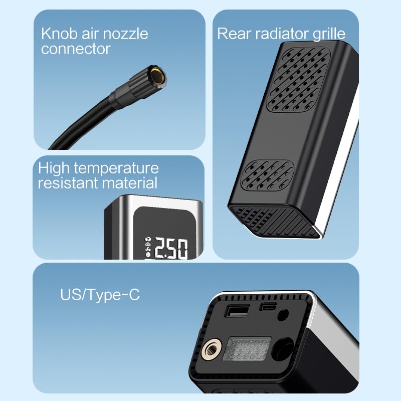 X9 Pro Portable Tire Inflator 1Min2X Faster 150PSI Air Compressor