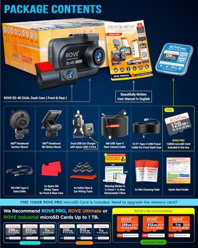 R2 4K Dual Dash Cam Front and Rear