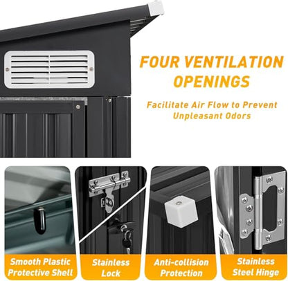 8'x4' Outdoor Storage Shed with Triple Door Lean to Metal Sheds Weatherproof UtilityGalvanized Steel Sheds