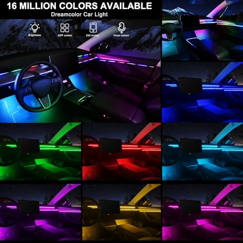 Dreamcolor Acrylic Interior Car LED Strip Light with Wireless APP