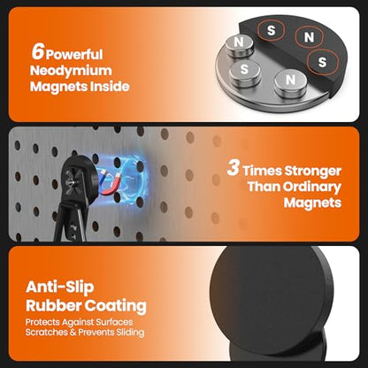 8 Pack Large Heavy Duty Magnetic Hook Extra Strong Magnetic Garage Hooks Big NdFeB Industrial Magnet Hooks Magnetic Utility Storage Holder Organization with Anti (8 Count)