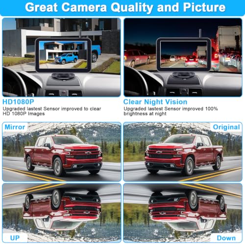 HD 1080P 7 Inch Wireless Backup Camera for Truck