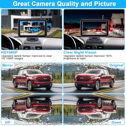 HD 1080P 7 Inch Wireless Backup Camera for Truck