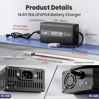 12V 10A LiFePO4 Battery Charger