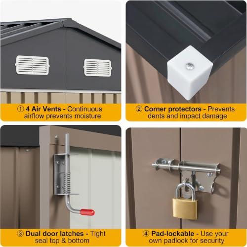 10x8 FT Outdoor Storage Shed with Floor Frame