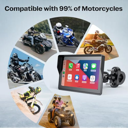 5 Inch Motorcycle Carplay GPS Navigation System with Apple Carplay and Android Auto Portable Screen with Dual Bluetooth