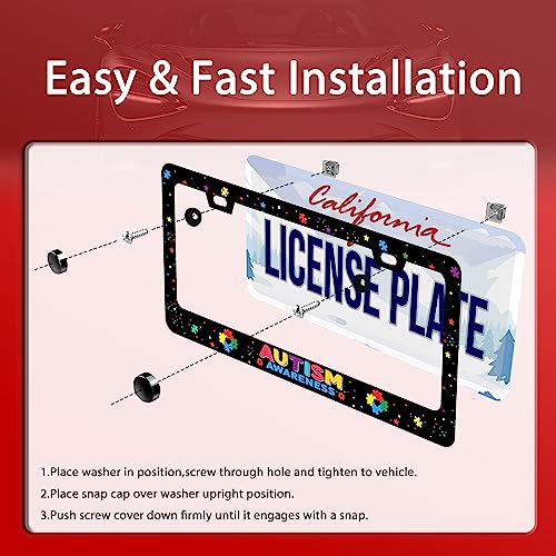 Autism Awareness License Plate Frame Stainless Steel Decorative 12.3"x6.3"