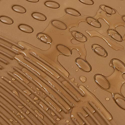Beige Heavy Duty Front & Rear Rubber Floor Mats Universal Liners for Car SUV Van & Truck