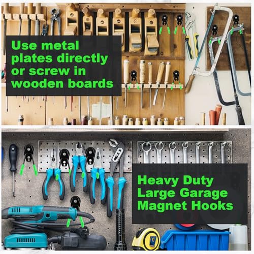 14 Pcs Large Magnetic Hooks Heavy Duty Garage Magnet Hooks Strong Storage Utility Magnetic Hangers with Anti Slip Rubber Coating for Indoor and Outdoor Hanging (14 Count)