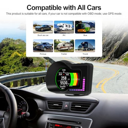 Head Up Display HUD F16 with OBD2 + GPS Dual System Digtial Speedometer