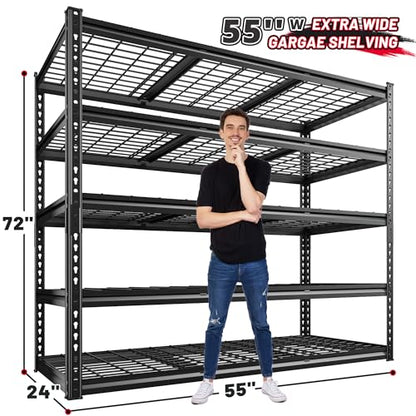 5 Tier Heavy Duty Garage Shelving for Basement Warehouse Pantry