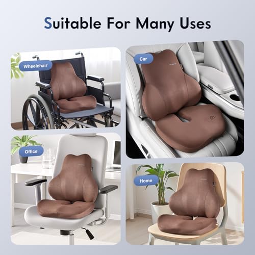 Memory Foam Car Seat Cushion and Lumbar Support Pillow for Car