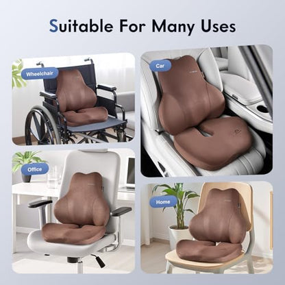 Memory Foam Car Seat Cushion and Lumbar Support Pillow for Car
